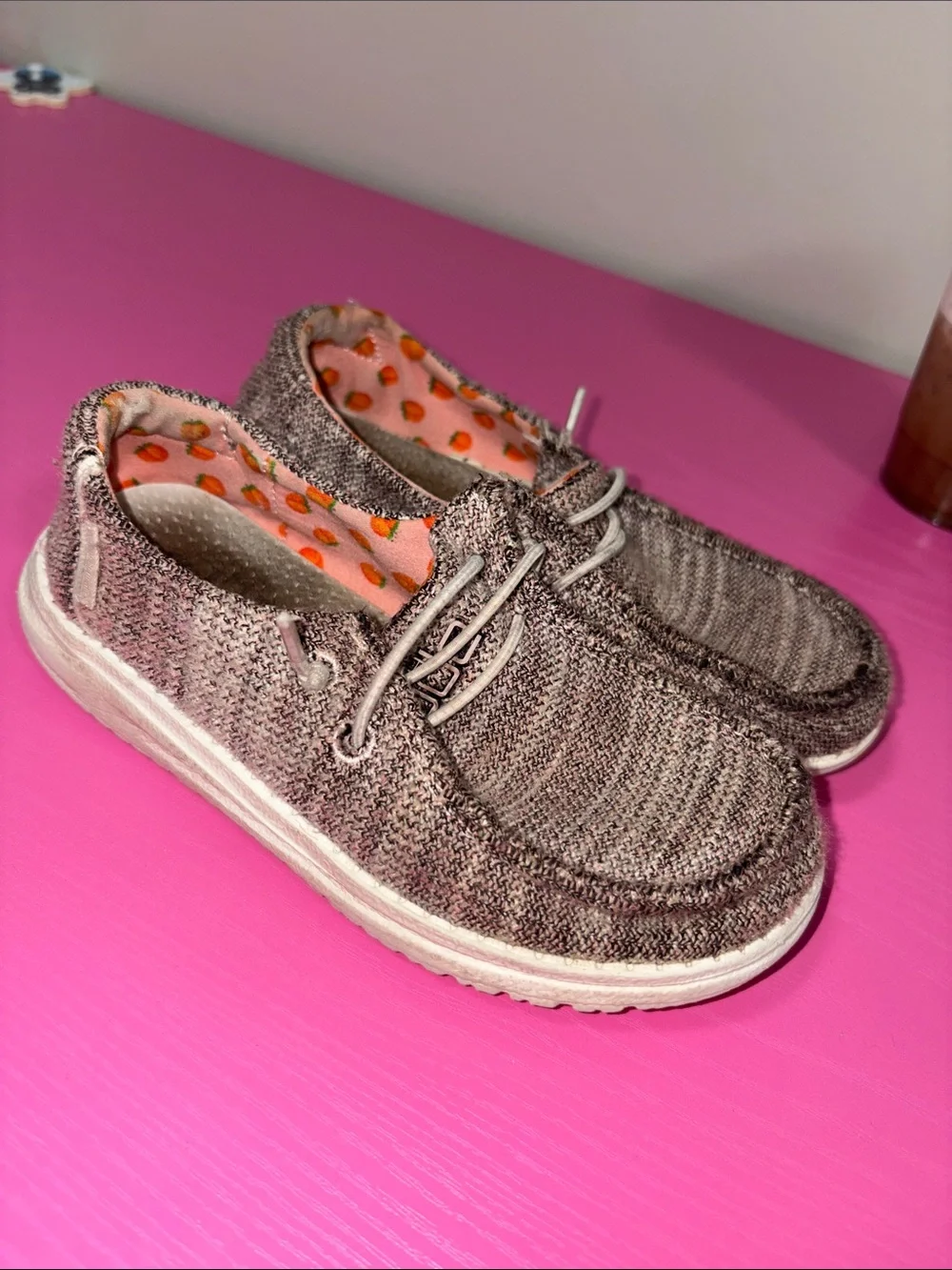 Hey Dude Kids Heathered Taupe Slip-On Moccasins